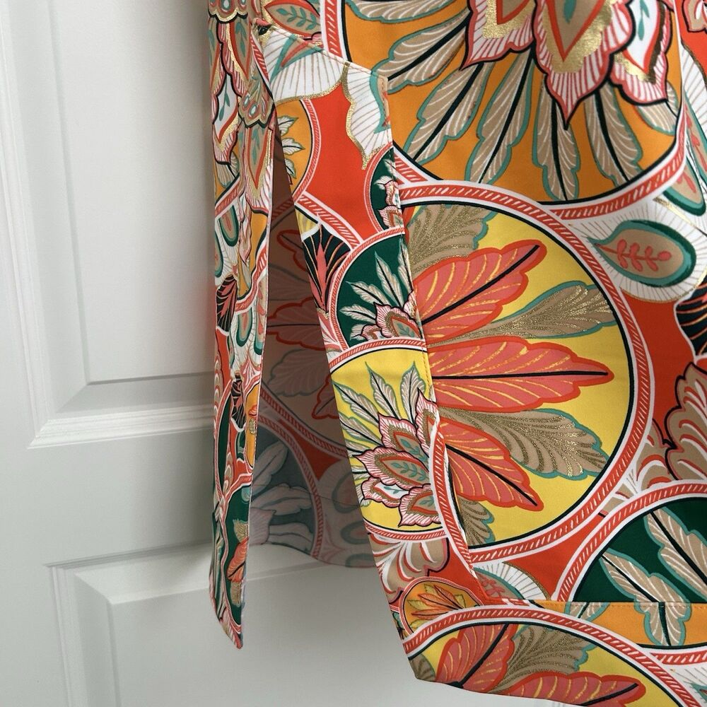 Jude Connally Kristen Maxi Dress Gilded Jude Cloth Stained Glass Coral Gold XS - Picture 6 of 11